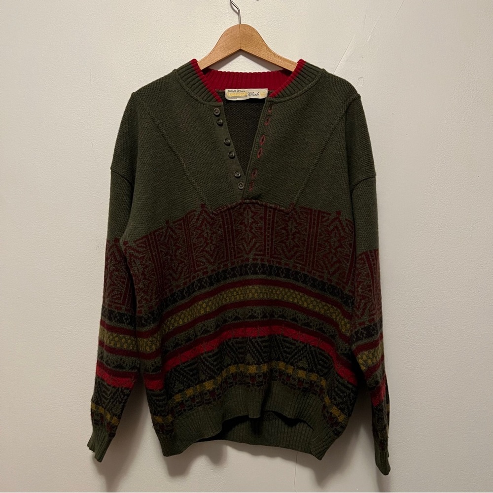 Vintage Lyle & Scott Club Mens Sweater Size Large Made‎ in Italy Wool